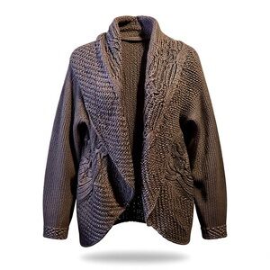 Bebe Brown Cardigan Large Brown long sleeve. Vintage NWOT Long cocoon crochet.